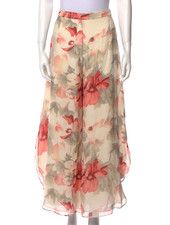 RARE St. John Evening Silk Chiffon Floral Wide Leg Slit Pallazzo Pants