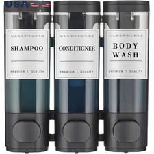 Wall Mounted Shower Dispenser 3 Chamber No Drill High Capacity Easy Install New