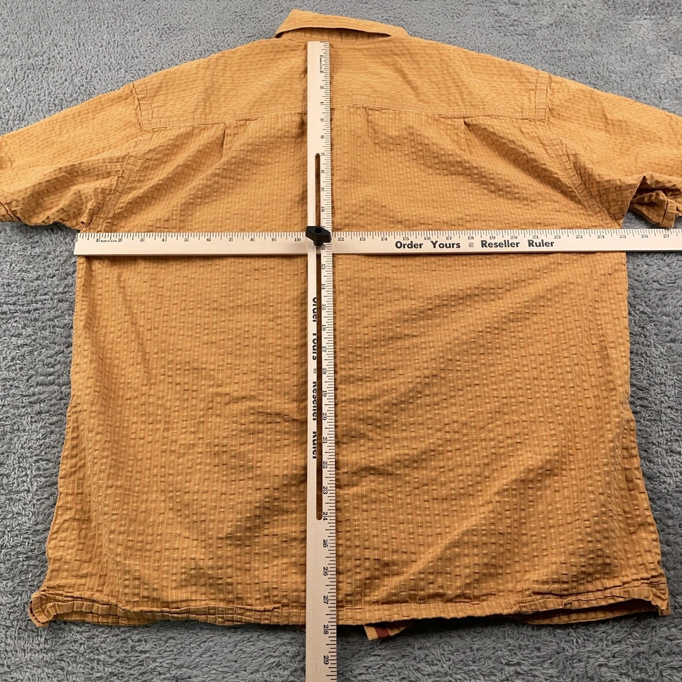 Horny Toad Shirt Mens XL Orange Seersucker Short Sleeve Button Front Casual - Image 4 of 4