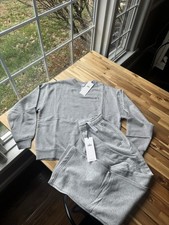 alo Women's Gray Sweatsuit Set Sweatshirt  Pants Size L Elastic Waist