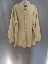 Stafford men's long Sleeves Wrinkle Free Tan Size 17 1/2 34/35