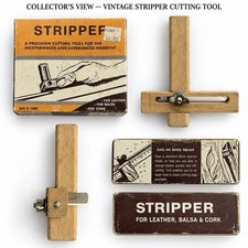 Vintage STRIPPER Wooden Adjustable Cutter Leather Balsa Cork Tool Boxed Taiwan