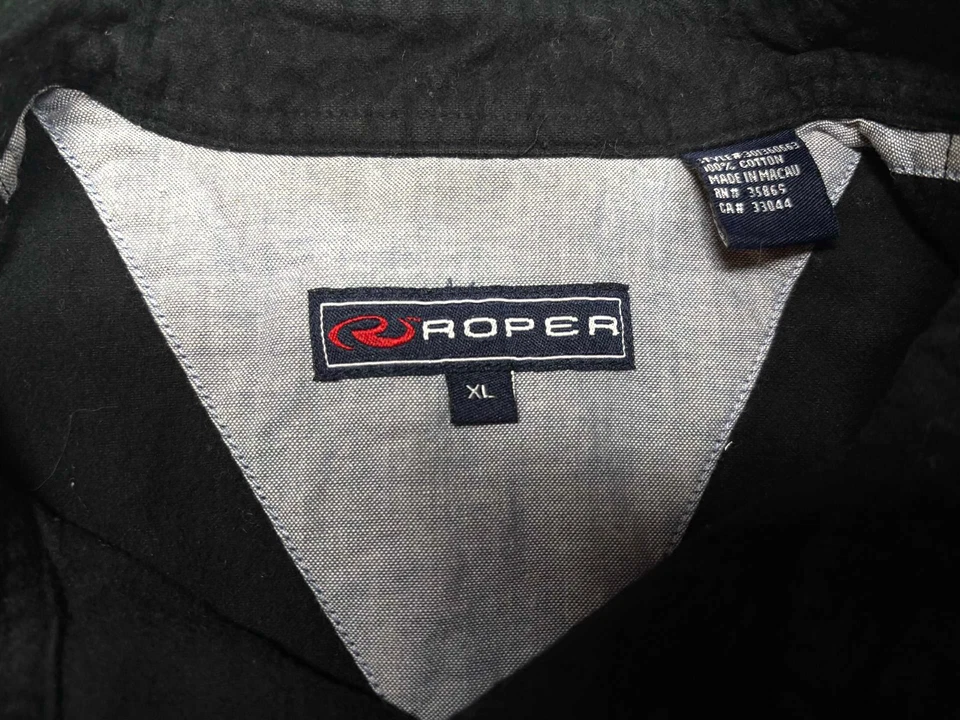 Camisa Roper Para Hombres Western Botón Delantero Manga Larga Algodón Negra X Grande XL Foto 4 de 4