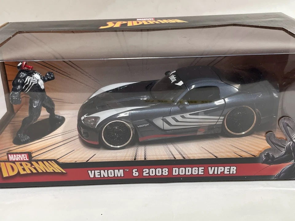 1:24 Dodge Viper 2008 Venom Spiderman JADA car + figure Diecast modelcar - Image 2 of 2