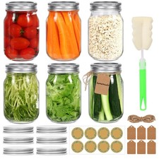 Mason Jars with Airtight Lids and Bands 6 Pack 500ml/ 16 oz Regular Mouth
