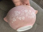PYREX Vintage Gooseberry  Pink White Cinderella Nesting Mixing Bowl