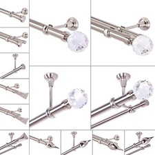 Gardinenstange 25mm 1-läufig 2-läufig Wand Deckenmontage Edelstahloptik Silber