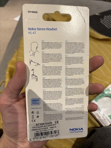 Nokia Stereo In-Ear Headset Headphones HS-47 Brand New Never Used - Zdjęcie 2 z 4