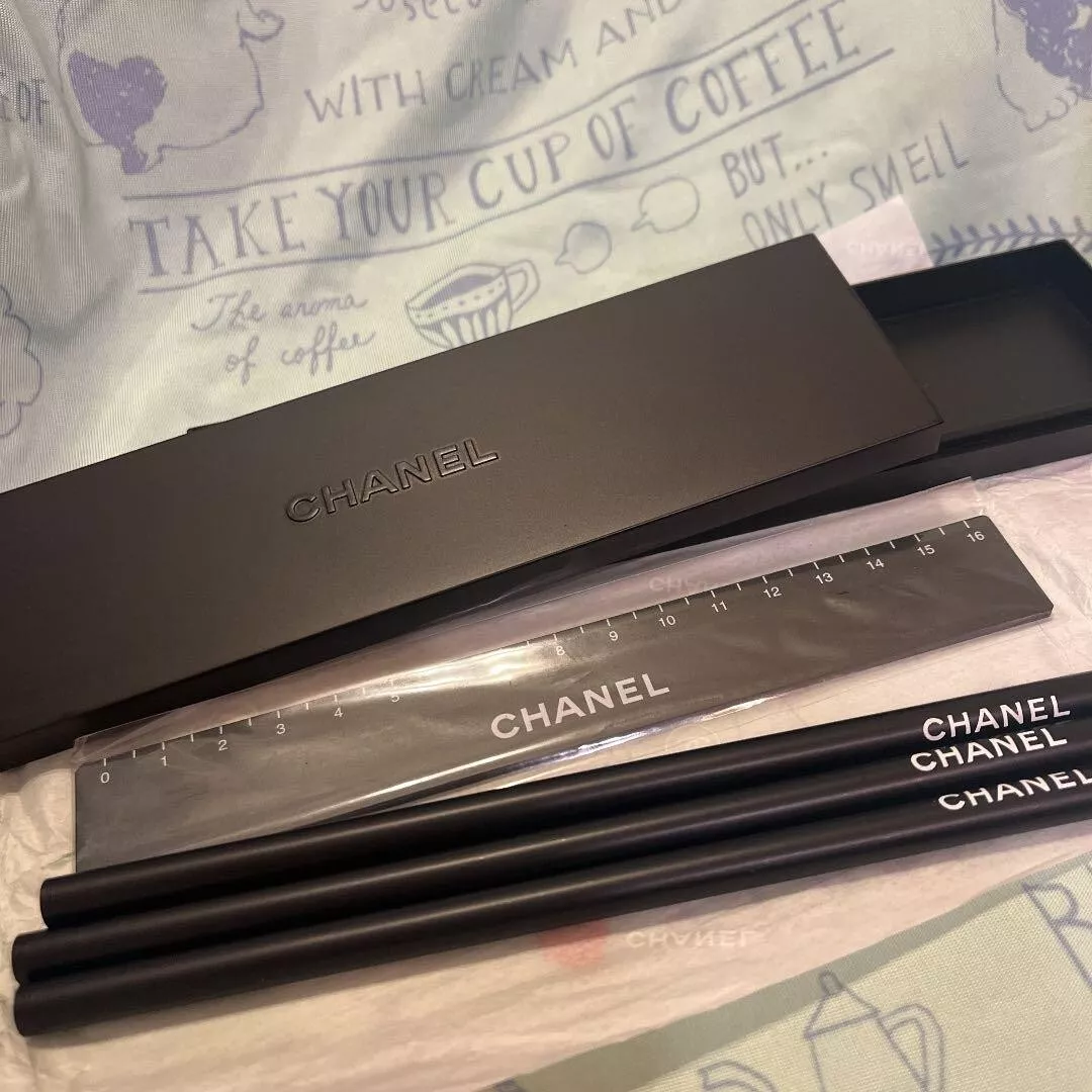 CHANEL Novelty Stationery pen case pencil ruler vip gift BLACK vip gift