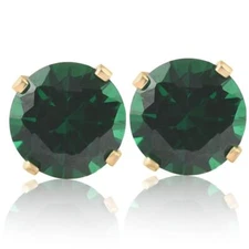 1Ct TW Emerald Studs in 14k White or Yellow Gold