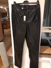 Prettylittlething black high shine cigarette trousers, size 12