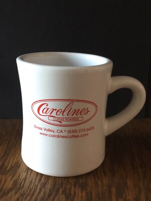 Carolines Coffee Roasters Heavy Cup Mug Restaurant Diner Ware Grass Valley, CA