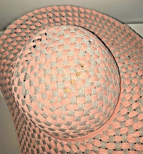 D&Y Floppy SunHat Coral Gray Womens New One Size Paper Straw Packable Crushable - Picture 9 of 9