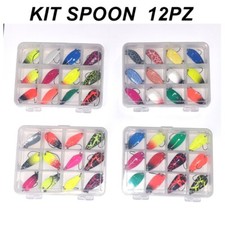KIT 12pz ONDULANTI SPOON TROUT AREA SPINNING TROTA LAGO + SCATOLA CUCCHIAINI