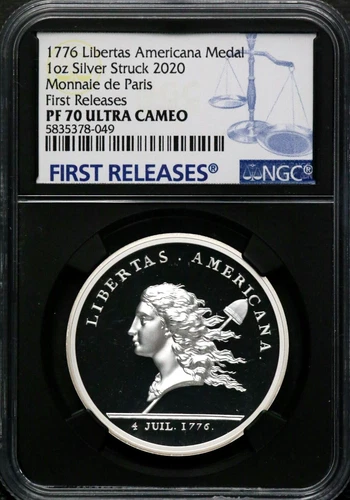 2020 France 1776 Libertas Americana Proof Silver Medal - NGC PF 70 UCAM BS282