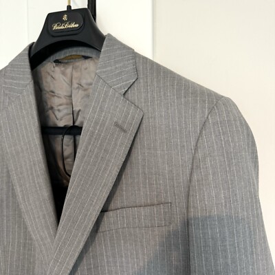 Brooks Brothers Tollegno 1900 Grey Pinstripe 2 Piece Suit 43L