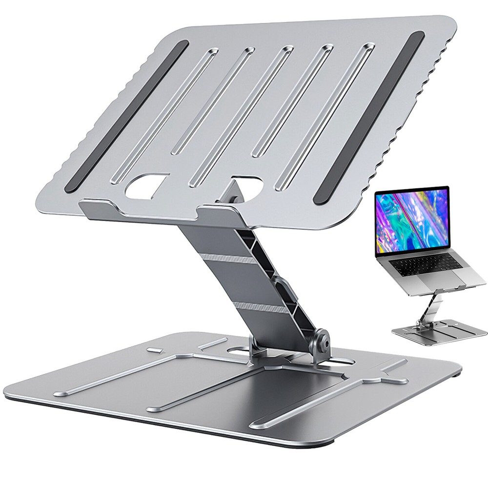 Adjustable Ergonomic Laptop Stand Riser in Carbon Steel for Notebook Elevation