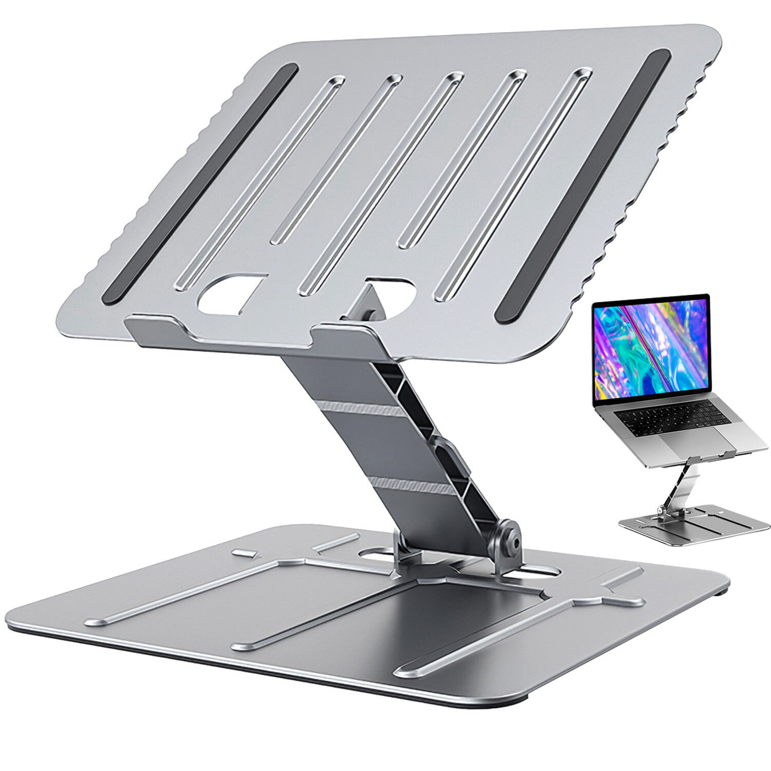 Adjustable Ergonomic Laptop Stand Riser in Carbon Steel for Notebook Elevation-image