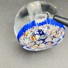 Millefiori Art Glass Paper Weight Bright Blue and White Flowers — photo 8