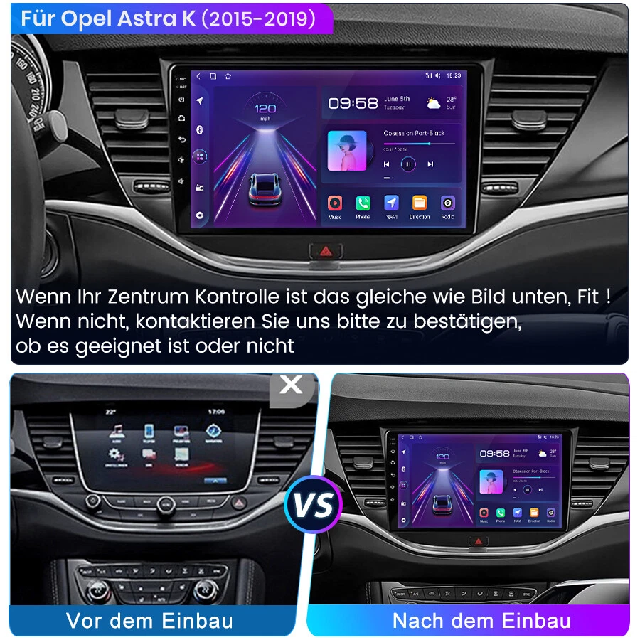 Für Opel Astra K 9" Touchscreen Android Autoradio GPS Bluetooth USB CARPLAY 64GB - Bild 3 von 4