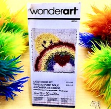 Vintage Carson WonderArt Latch Hook Craft Kit SUNSHINE RAINBOW Smiley Sun New