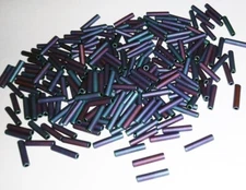 10 Grams Vintage Matte Blue Purple Iris AB TOHO Bugle Glass Beads BB85-105