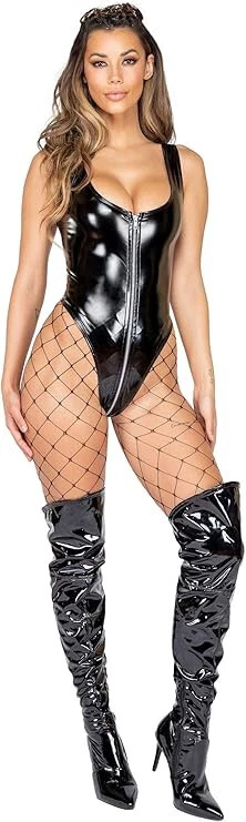Disfraz Roma 1 pieza Mameluco Látex con Cierre de Cremallera, Negro, Pequeño Foto 2 de 3