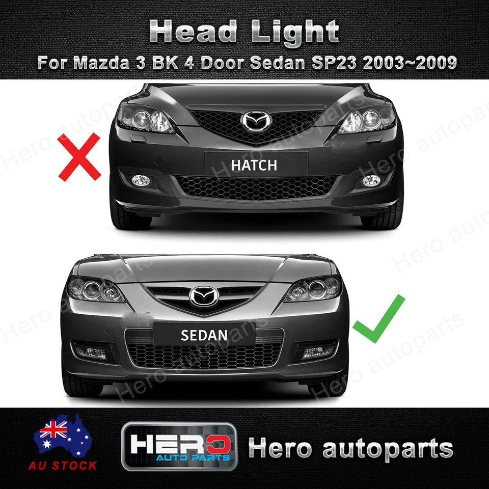 Pair Head Light Lamps Fits for Mazda 3 BK 4 Door Sedan SP23 2003~2009 Front - image 3 of 4