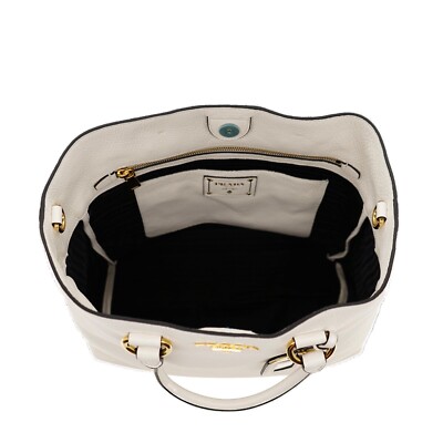 Prada Tote Large Shopping Shoulder Bag Vitello Phenix White