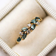 2Ct Round Cut Lab-Created Blue Topaz Wedding Ring Women's 14K Yellow Gold Finish