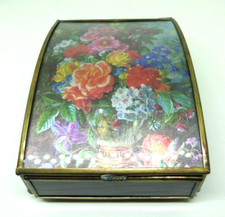 Flower  Stained Glass Trinket Box w/ Mirrored Inside