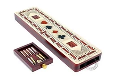 House of Cribbage - 3 Track Continuous Cribbage Board Inlaid in Maple Wood / 