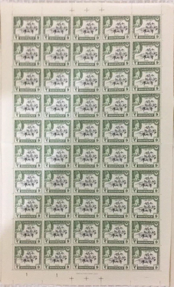 1949 BAHAWALPUR STATE Jubileo de Plata 4 Hojas Completas 50 Juegos 200 Estampillas MNH...! Foto 2 de 4