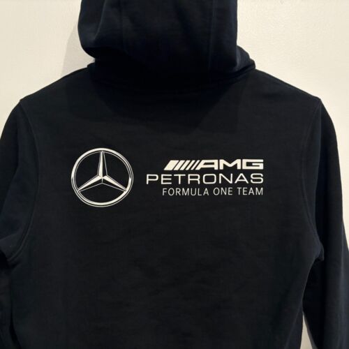 Mercedes Benz AMG Petronas Hoodie Sweatshirt Youth XS Black 55 Years F1 Team - Picture 3 of 4