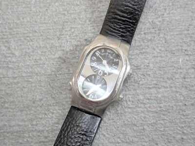 Philip Stein Teslar Dual Time Watch Running Black Rubber Band