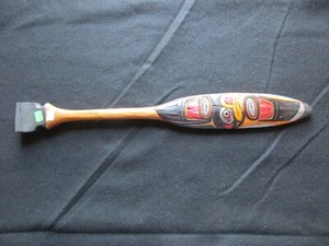 MED. CLASSIC NORTHWEST COAST DESIGN PADDLE, EAGLE EFFIGY OAR,  WY-0523*07646