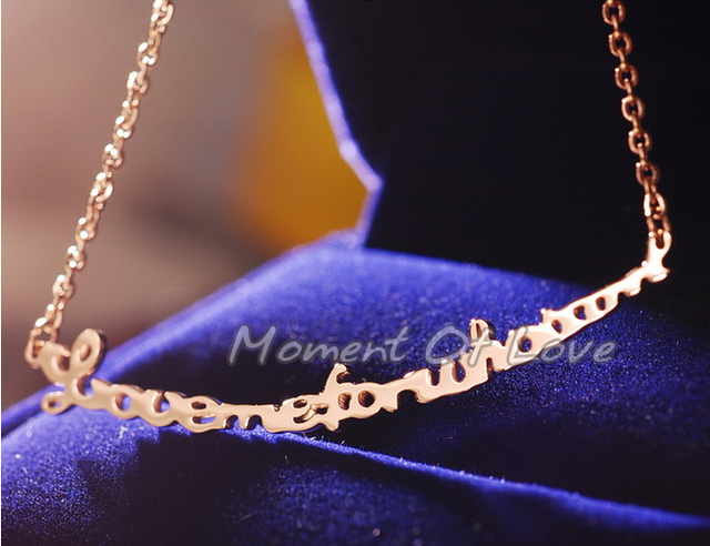 Fashion Lovely Sentence Love Heart Forever Pendant Rose Gold GP 