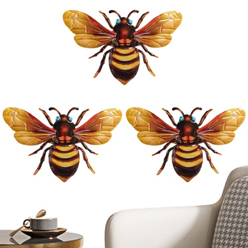 Whimsical Honeybee Metal Wall Decor Vibrant Bee Garden Fence Outdoor/Indoor Art - Picture 6 of 12