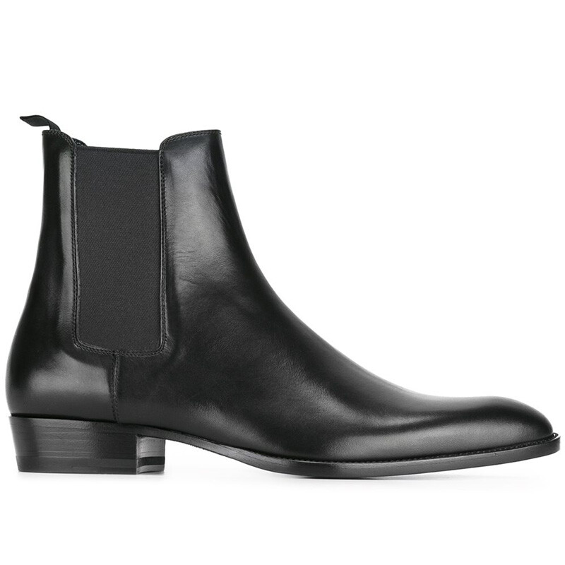 Mens Pointed Toe Chelsea Ankle Boots Block Heel Real Suede  display picture 3