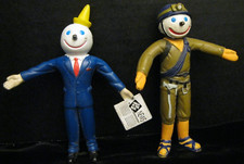 LOT OF 2 VINTAGE JACK IN THE BOX  BENDABLE RESTAURANT FIGURINES 4" HIGH BENDY