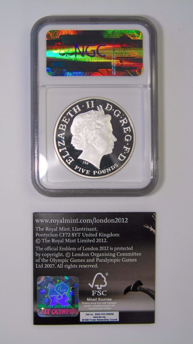 2012 OLYMPICS COUNTDOWN £5 銀貨 NGC PF70UC 2009- 2012 LONDON OLYMPIC COUNTDOWN SILVER PIEFORT NGC PF70