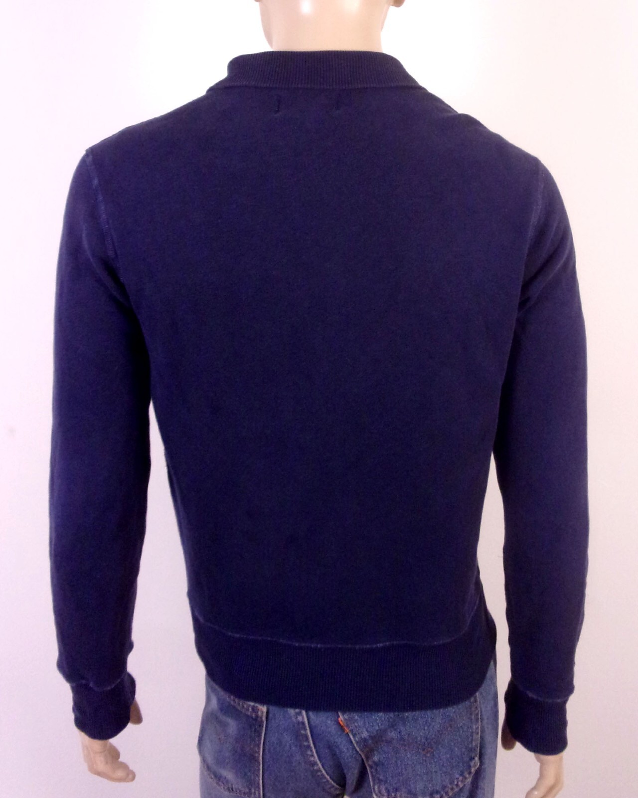 Felpa vintage anni '90 00 Y2K rara con colletto blu navy LS pony taglia S