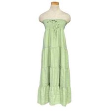 Love Tree Dress Womens L Large Green NWT Cute Panel Strapless Maxi Smocked Boho