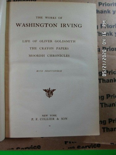The Works of Washington Irving~Oliver Goldsmith-Crayon Papers-Moorish Chronicle - Imagen 4 de 6