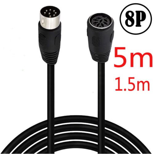 1.5m 5m 8PIN DIN 8 PIN Extention Speaker Audio Cable Cord Adapter Plugs Jack - Afbeelding 1 van 5
