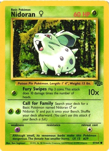 Nidoran Female 57/64 Jungle Set Common 1999 Pokémon Game Card WOTC - Picture 3 of 18