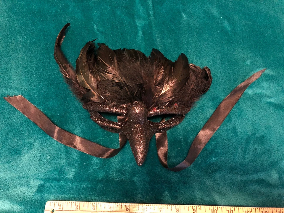 Costume Masque Masquerade Mask Black Sparkle Glitter Shimmer New - Image 2 of 3