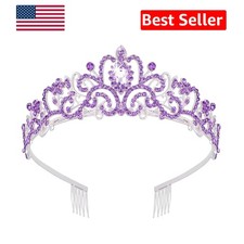Elegant Light Purple Crystal Tiara for Women - Perfect for Weddings Proms