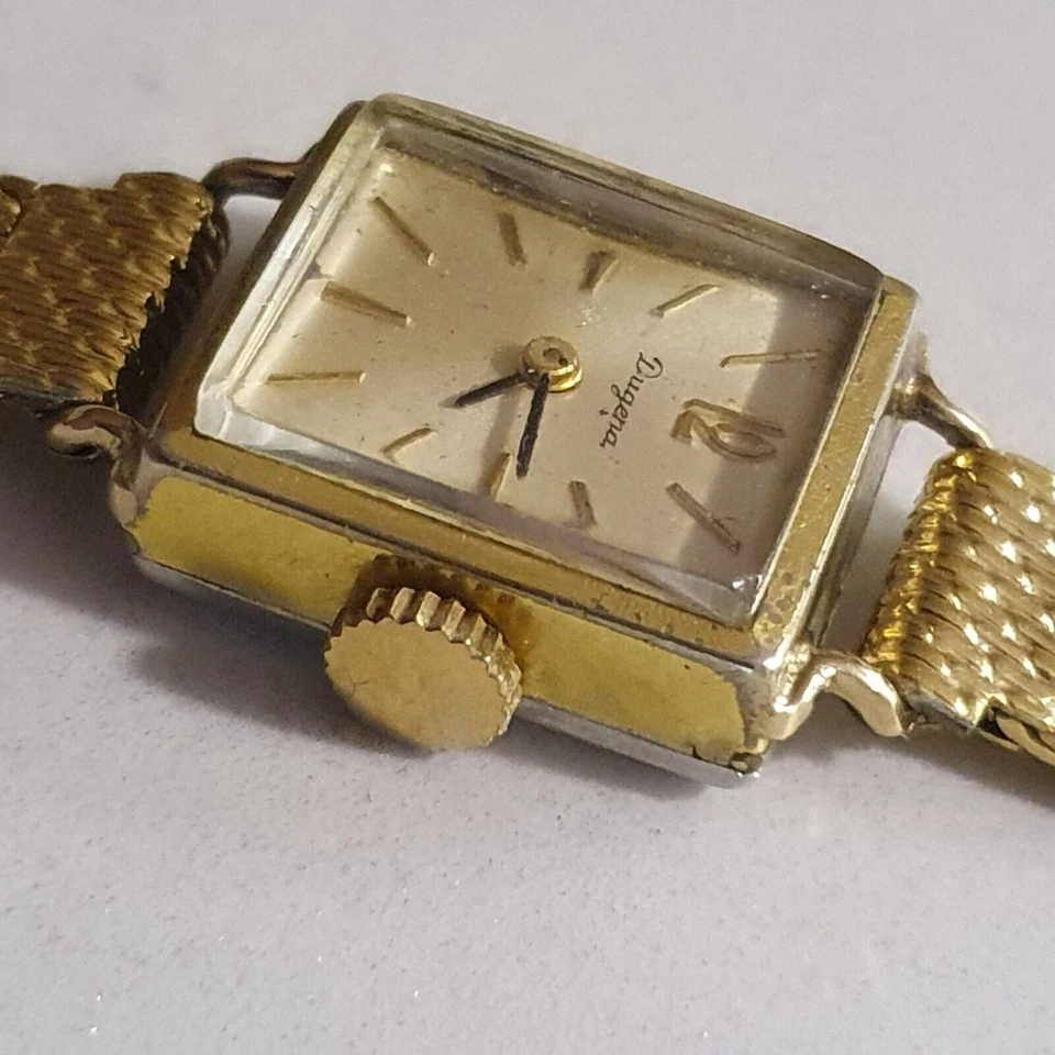 Watch Mechanical Dugena Women's Vintage '50 Ladies Micro Chocolate Golden New - image 2 of 4