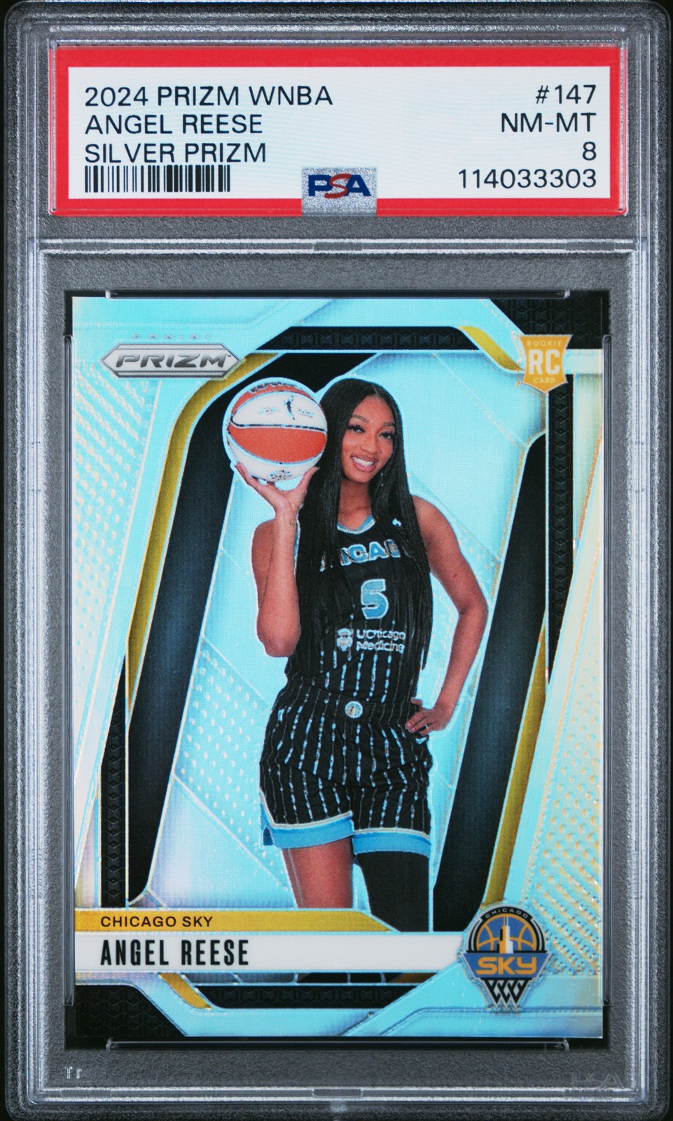 2024 Panini Prizm WNBA #147 Angel Reese Silver Prizms PSA 8 RC Rookie